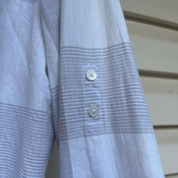 Calvin Klein white/gray squares, long-sleeved  shirt, sleeves roll up on flap,XL - Picture 4 of 7